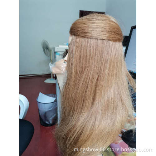 100% human hair realistic female gold maniquines mannequin head with shoulder